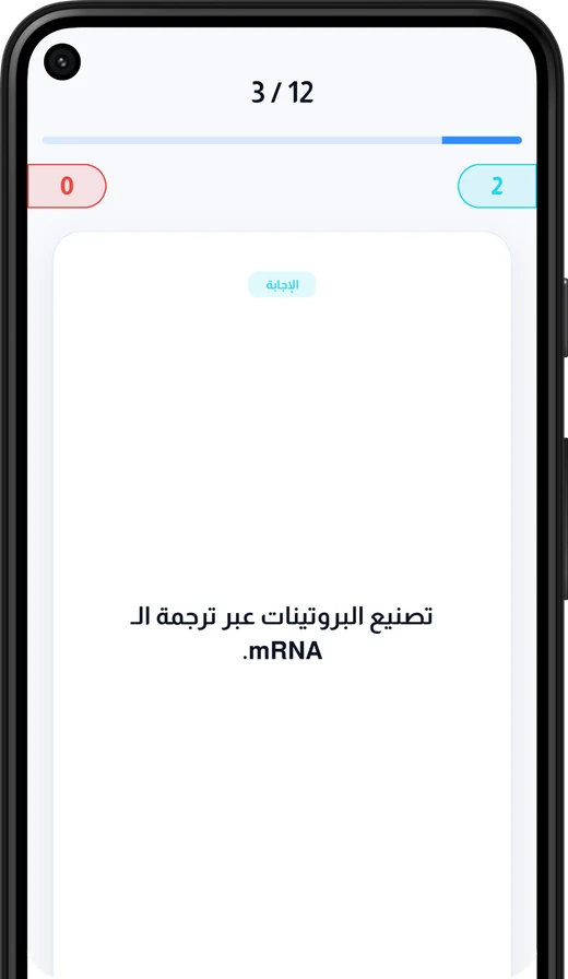 بطاقة تعليمية في كويزر تعرض وجه الإجابة، البطاقة 3 من 12